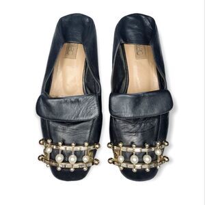 COLIAC Collapsible faux pearl loafers